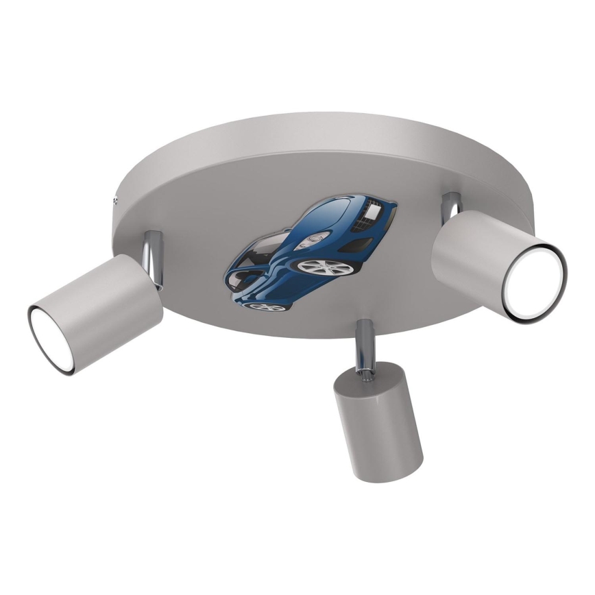 Παιδικό φωτιστικό σποτ FUN 3xGU10/8W/230V γκρι/αυτοκίνητο