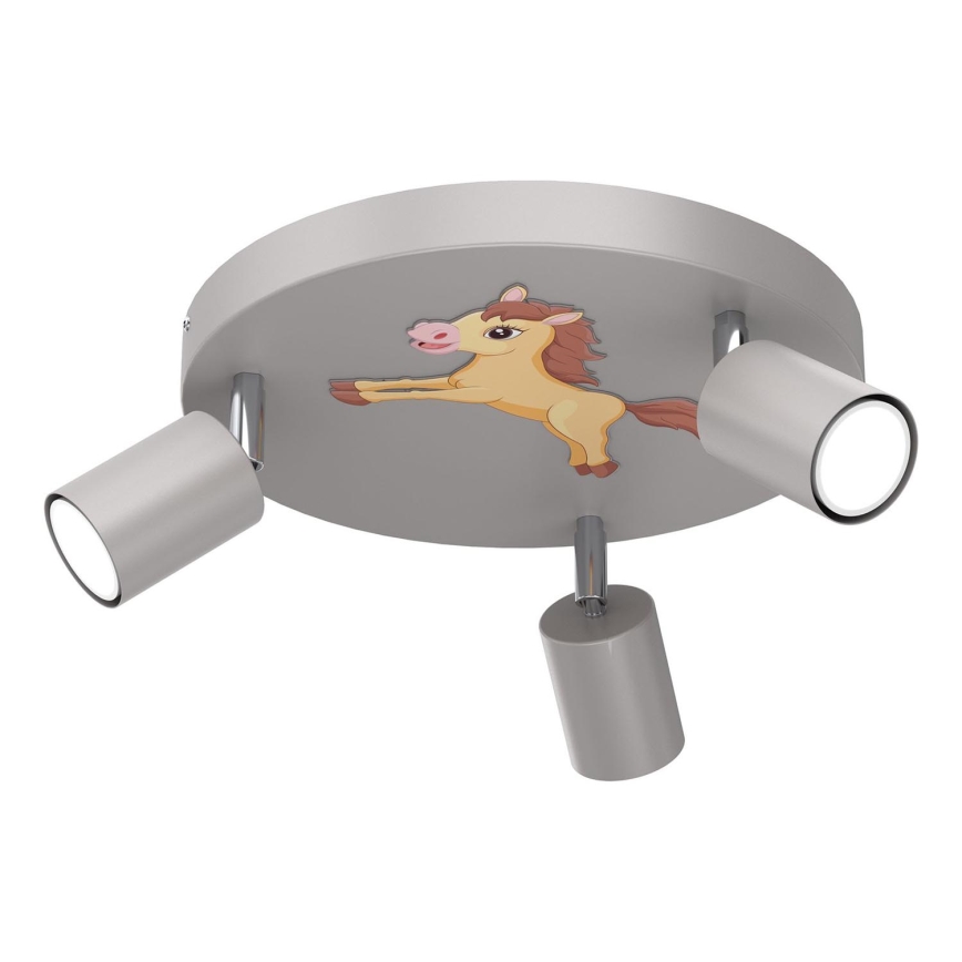 Παιδικό φωτιστικό σποτ FUN 3xGU10/8W/230V γκρι/horse