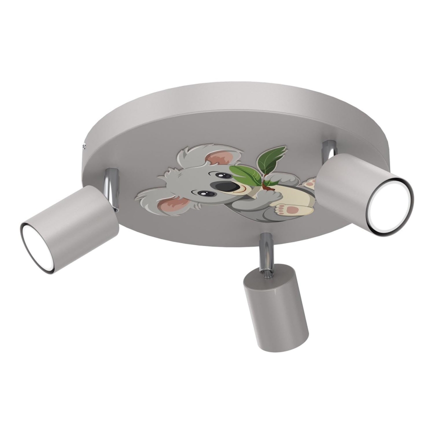 Παιδικό φωτιστικό σποτ FUN 3xGU10/8W/230V γκρι/κοάλα