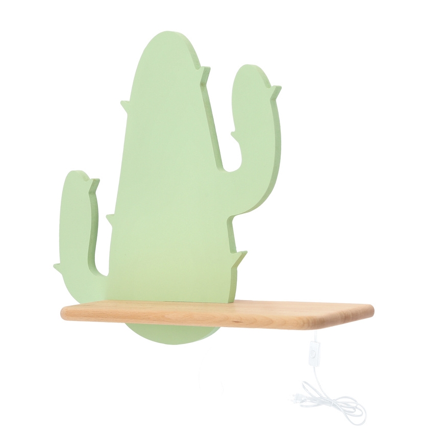 Παιδικό φωτιστικό τοίχου LED με ράφι CACTUS LED/4W/230V πράσινο/ξύλο,