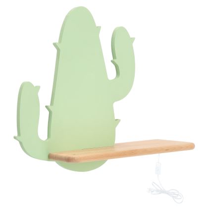 Παιδικό φωτιστικό τοίχου LED με ράφι CACTUS LED/4W/230V πράσινο/ξύλο,