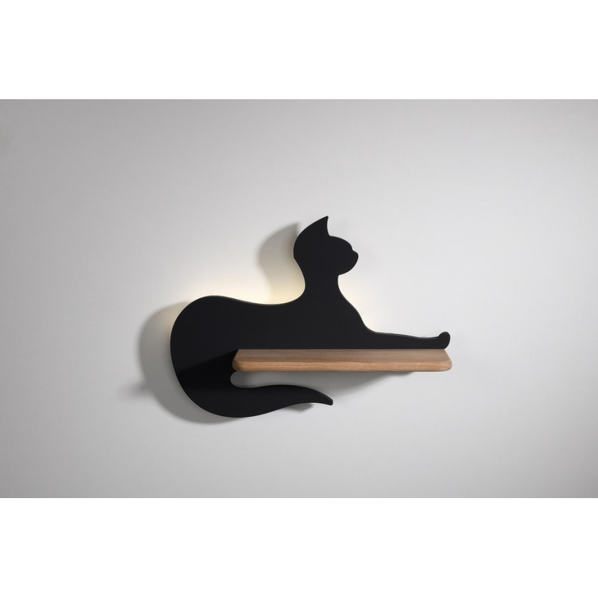 LED Παιδικό φωτιστικό τοίχου με ράφι BLACK CAT LED/5W/230V,