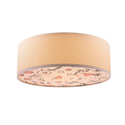 Παιδικό φωτιστικό οροφής KIDDY 2xE27/40W/230V μπεζ/ροζ