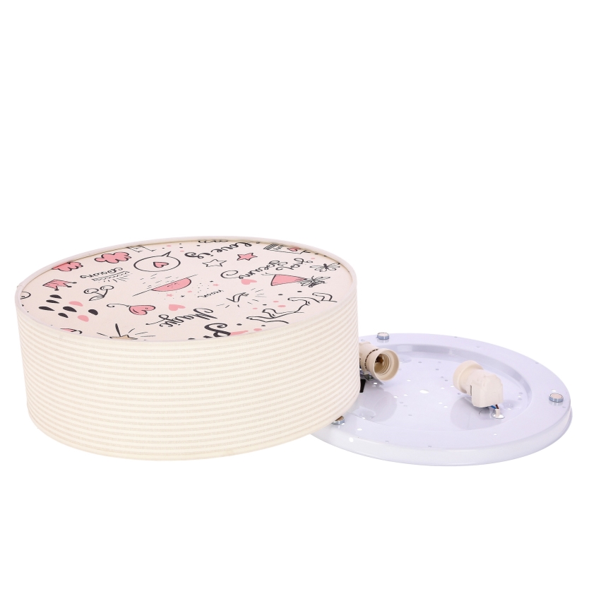 Παιδικό φωτιστικό οροφής KIDDY 2xE27/40W/230V μπεζ/ροζ