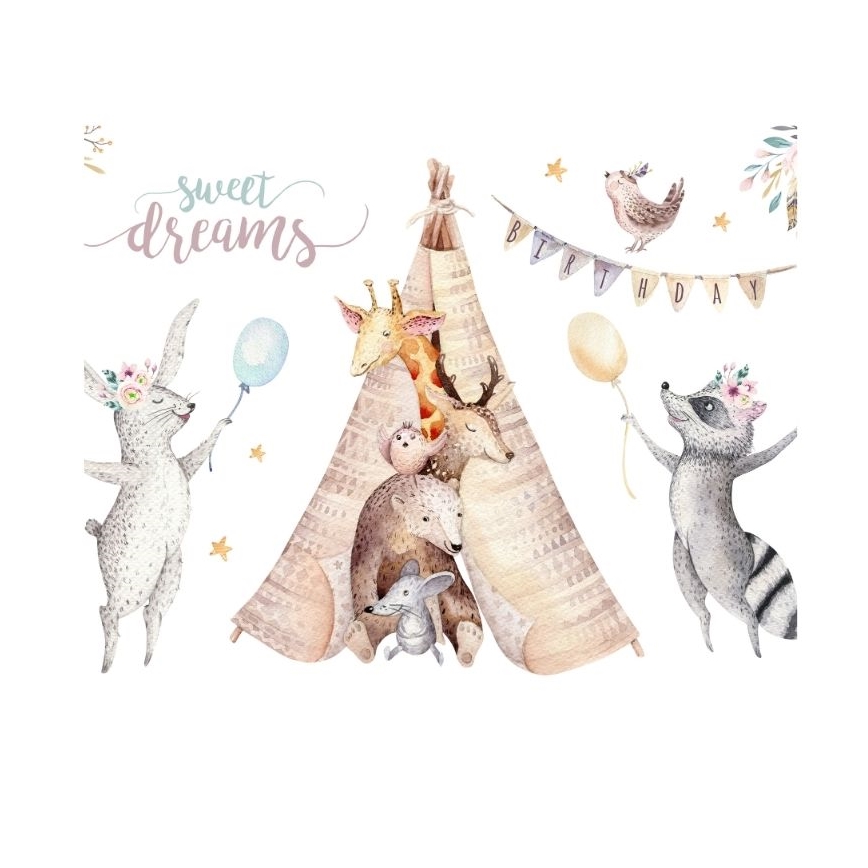 Παιδικό φωτιστικό οροφής KIDS ROOM 1xE27/60W/230V Ø 40 cm με ζωάκια