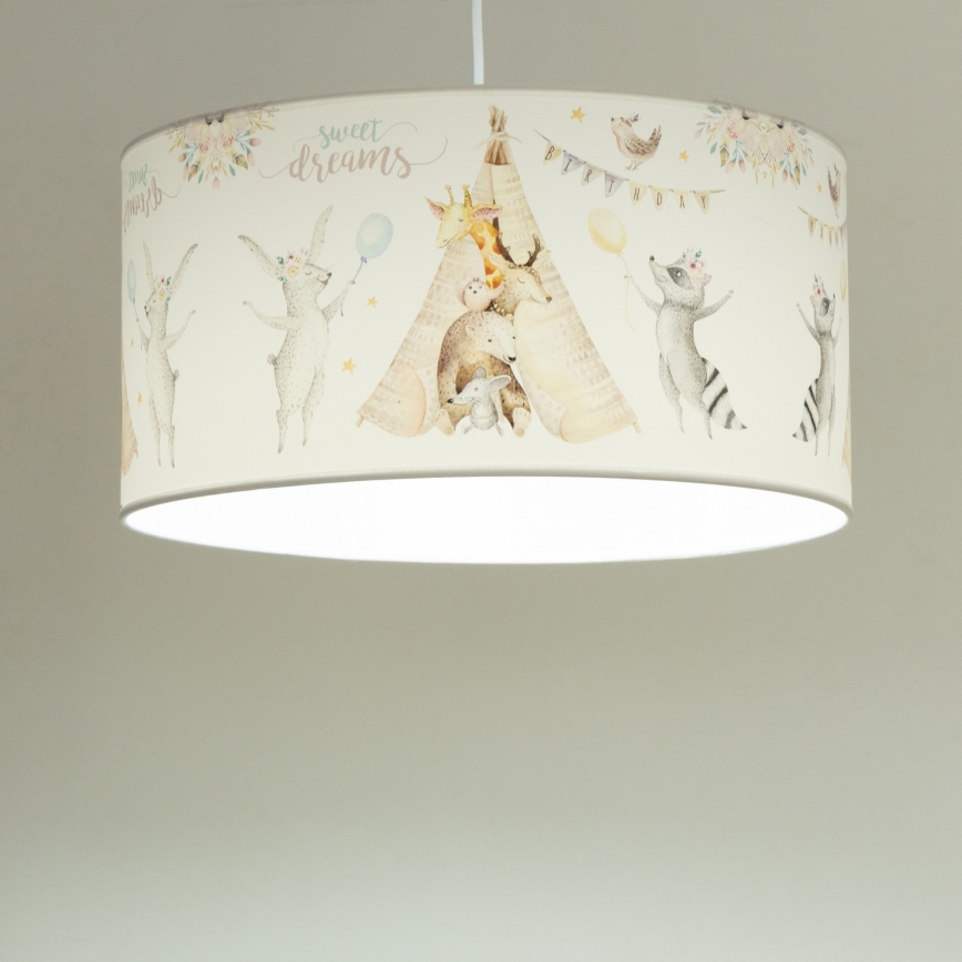 Παιδικό φωτιστικό οροφής KIDS ROOM 1xE27/60W/230V Ø 40 εκ., με ζωάκια
