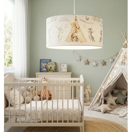 Παιδικό φωτιστικό οροφής KIDS ROOM 1xE27/60W/230V Ø 40 εκ., με ζωάκια