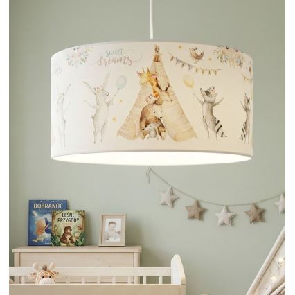 Παιδικό φωτιστικό οροφής KIDS ROOM 1xE27/60W/230V Ø 40 εκ., με ζωάκια