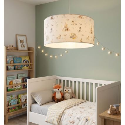 Παιδικό φωτιστικό οροφής KIDS ROOM 1xE27/60W/230V Ø 40 εκ., με ζωάκια