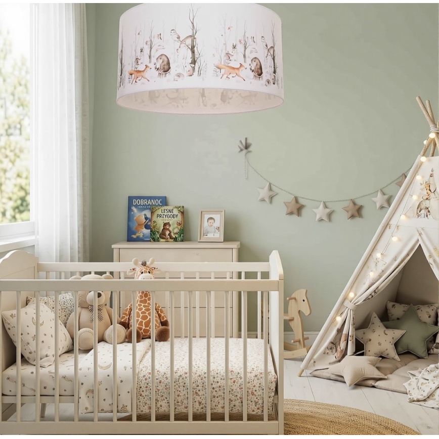Παιδικό φωτιστικό οροφής KIDS ROOM 1xE27/60W/230V, διάμ. 40 εκ., σχέδιο με ζωάκια
