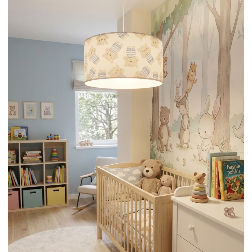 Παιδικό φωτιστικό οροφής KIDS ROOM 1xE27/60W/230V, διάμετρος 40 εκ., με σχέδιο αρκουδάκι
