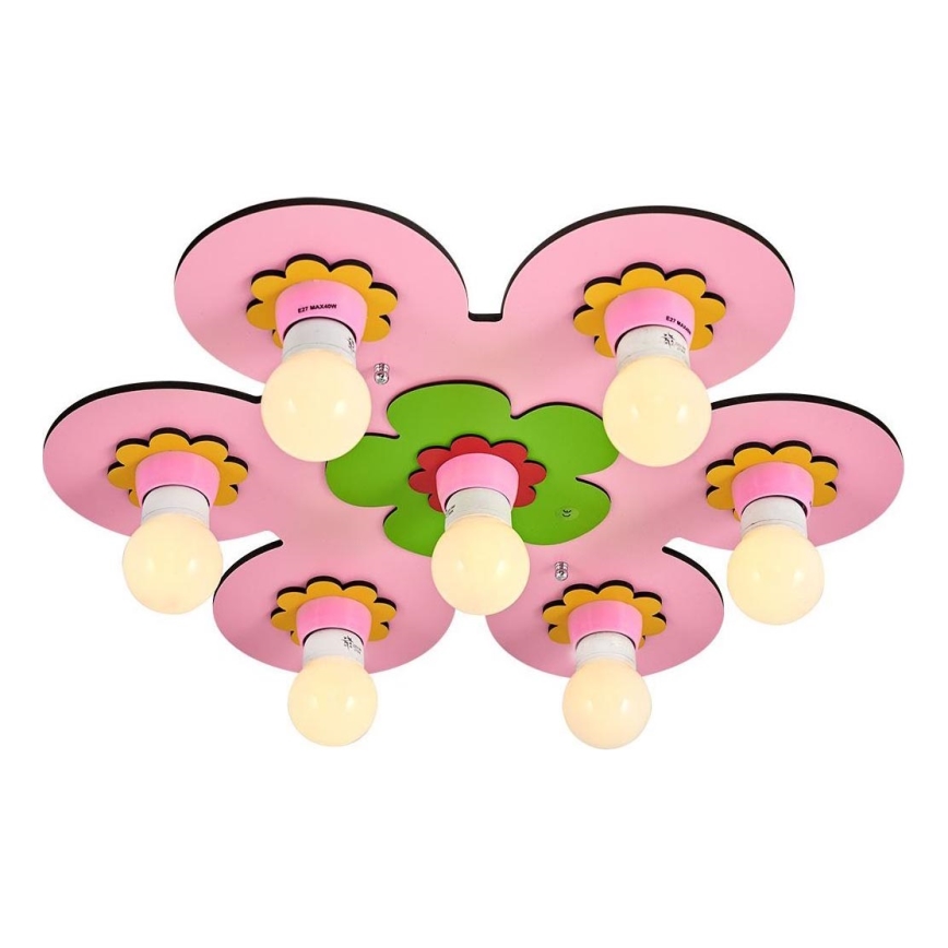 Παιδικό φωτιστικό οροφής LUCCA 7xE27/24W/230V ροζ
