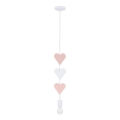 Παιδικό φωτιστικό οροφής με καλώδιο HEART 1xE27/20W/230V ροζ/λευκό