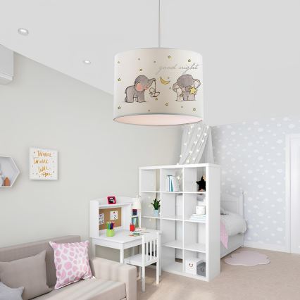 Παιδικό κρεμαστό φωτιστικό CANDY 1xE27/40W/230V λευκό/μπεζ