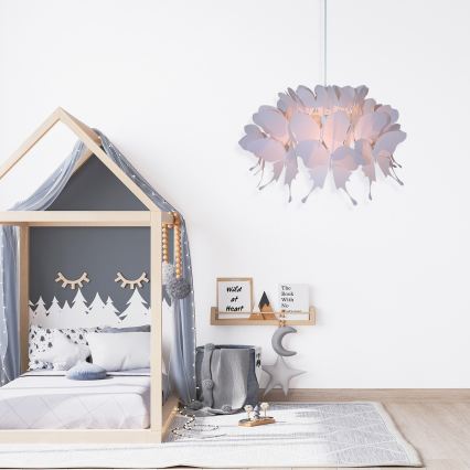 Παιδικό κρεμαστό φωτιστικό FARFALLA 1xE27/60W/230V ροζ