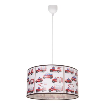 Παιδικό κρεμαστό φωτιστικό KIDS ROOM 1xE27/60W/230V, διάμ. 40 cm — θέμα: πυροσβέστες