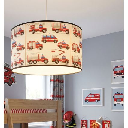 Παιδικό κρεμαστό φωτιστικό KIDS ROOM 1xE27/60W/230V, διάμ. 40 cm — θέμα: πυροσβέστες