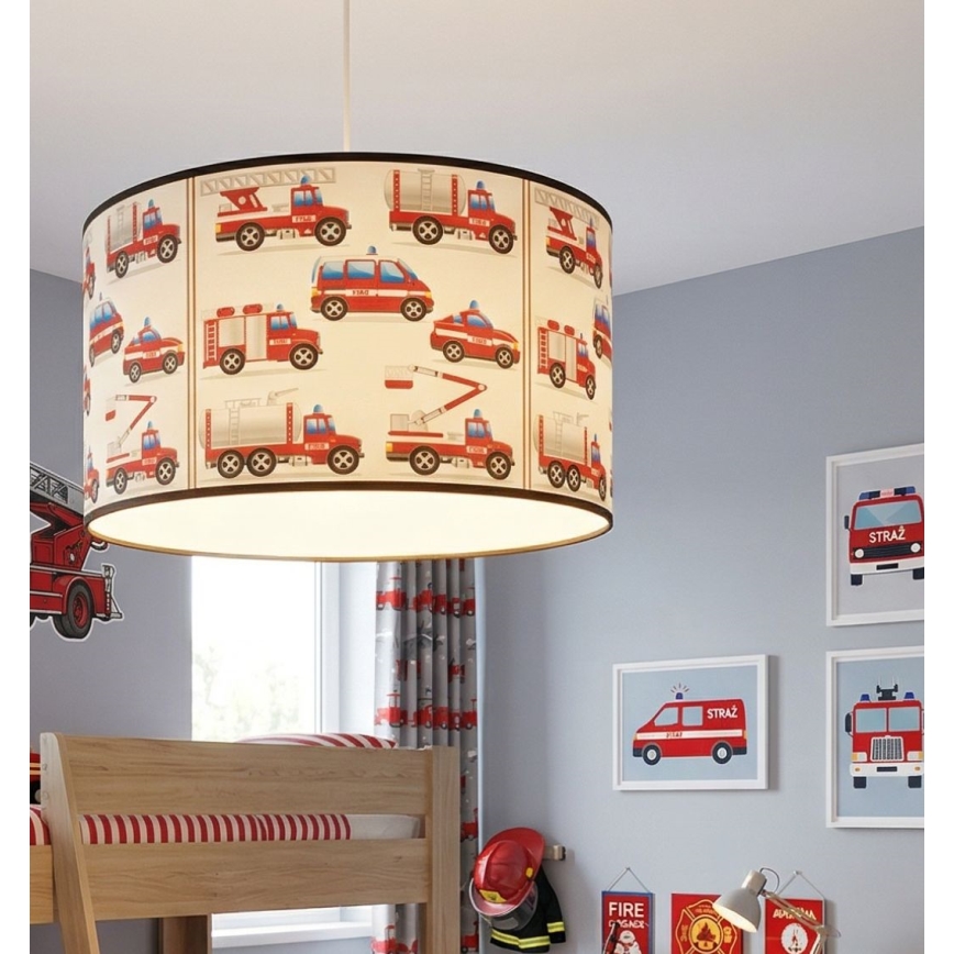 Παιδικό κρεμαστό φωτιστικό KIDS ROOM 1xE27/60W/230V, διάμ. 40 cm — θέμα: πυροσβέστες