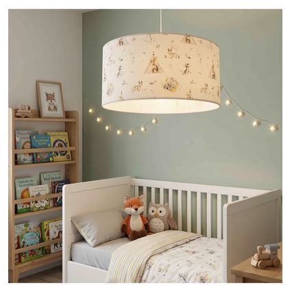 Παιδικό κρεμαστό φωτιστικό KIDS ROOM, 1xE27/60W/230V, διάμετρος 40 εκ., με ζωάκια