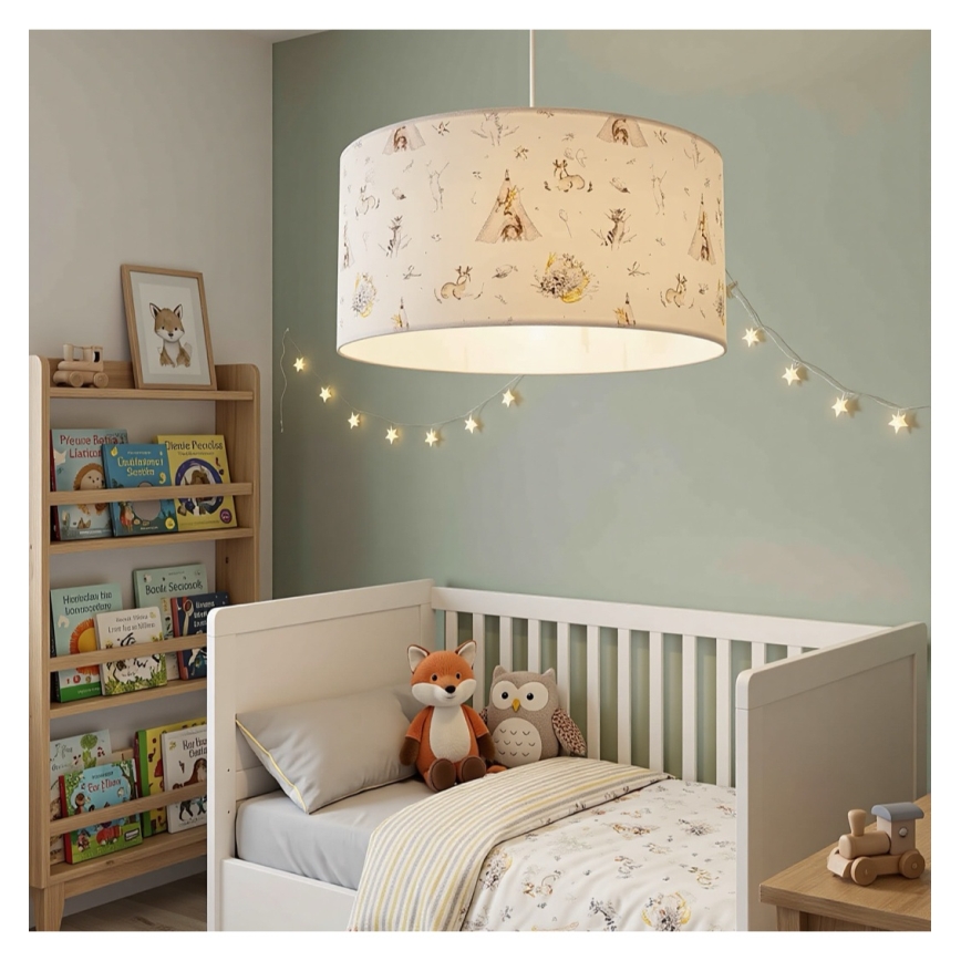 Παιδικό κρεμαστό φωτιστικό KIDS ROOM, 1xE27/60W/230V, διάμετρος 40 εκ., με ζωάκια