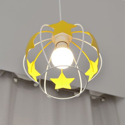 Παιδικό κρεμαστό φωτιστικό οροφής STARS 1xE27/15W/230V κίτρινο/λευκό