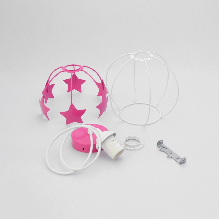 Παιδικό κρεμαστό φωτιστικό οροφής STARS 1xE27/15W/230V ροζ/λευκό