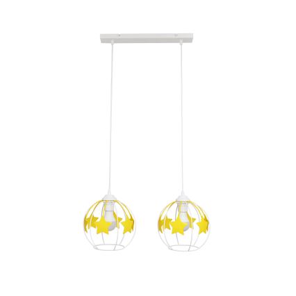Παιδικό κρεμαστό φωτιστικό οροφής STARS 2xE27/15W/230V κίτρινο/λευκό