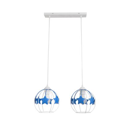 Παιδικό κρεμαστό φωτιστικό οροφής STARS 2xE27/15W/230V μπλε/λευκό