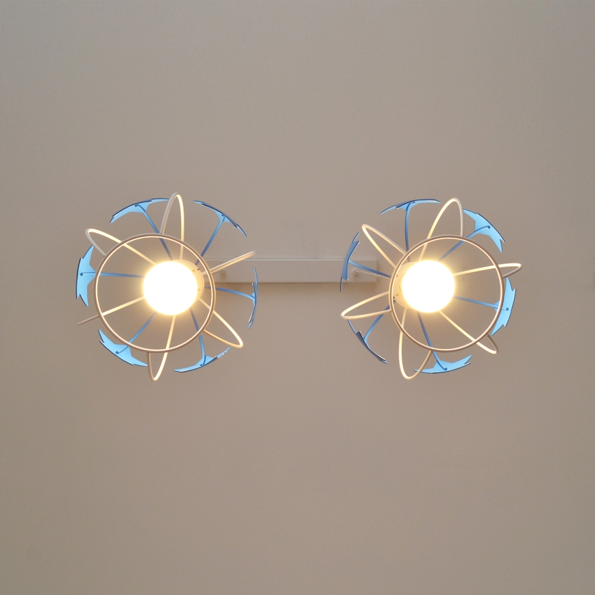 Παιδικό κρεμαστό φωτιστικό οροφής STARS 2xE27/15W/230V μπλε/λευκό