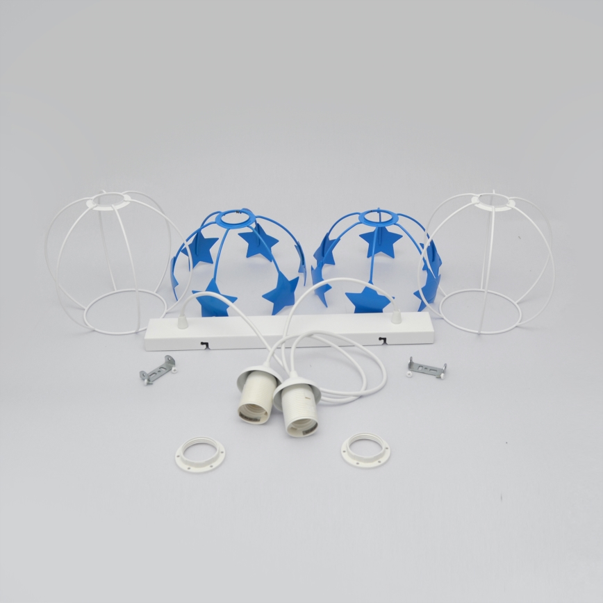 Παιδικό κρεμαστό φωτιστικό οροφής STARS 2xE27/15W/230V μπλε/λευκό