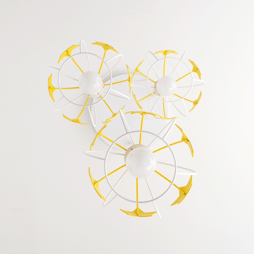 Παιδικό κρεμαστό φωτιστικό οροφής STARS 3xE27/15W/230V κίτρινο/λευκό