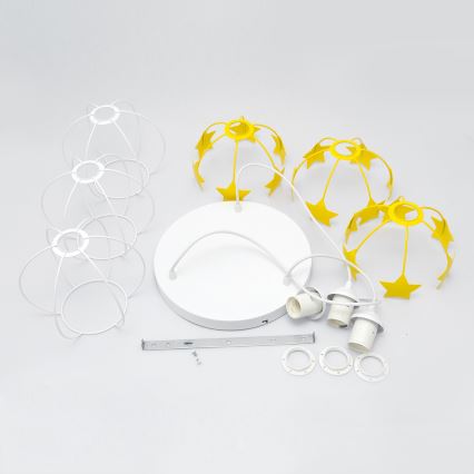 Παιδικό κρεμαστό φωτιστικό οροφής STARS 3xE27/15W/230V κίτρινο/λευκό