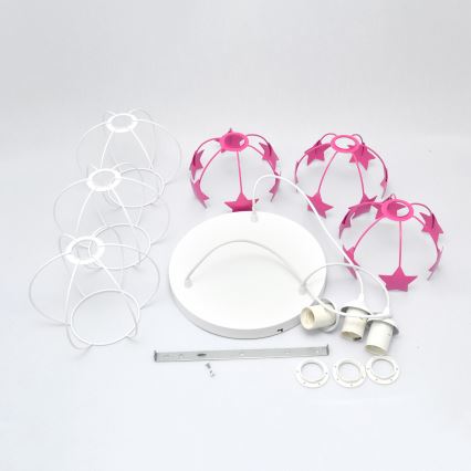 Παιδικό κρεμαστό φωτιστικό οροφής STARS 3xE27/15W/230V ροζ/λευκό