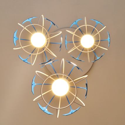 Παιδικό κρεμαστό φωτιστικό οροφής STARS 3xE27/15W/230V μπλε/λευκό