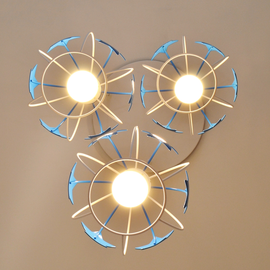 Παιδικό κρεμαστό φωτιστικό οροφής STARS 3xE27/15W/230V μπλε/λευκό