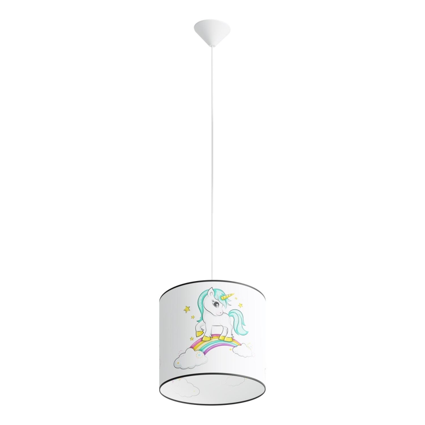 Παιδικό κρεμαστό φωτιστικό οροφής UNICORN 1xE27/15W/230V διάμετρος 30 cm μονόκερος