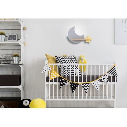 LED Παιδικό φωτιστικό τοίχου με ράφι MOON LED/5W/230V,