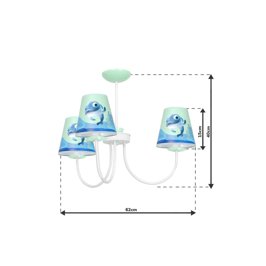 Παιδικό πολύφωτο κρεμαστό DOLPHIN 3xE14/40W/230V