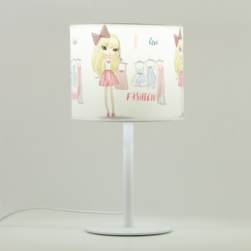 Παιδικό επιτραπέζιο φωτιστικό GIRLS VIBES 1xE27/60W/230V Ø 18 εκ. Αγαπώ τη μόδα