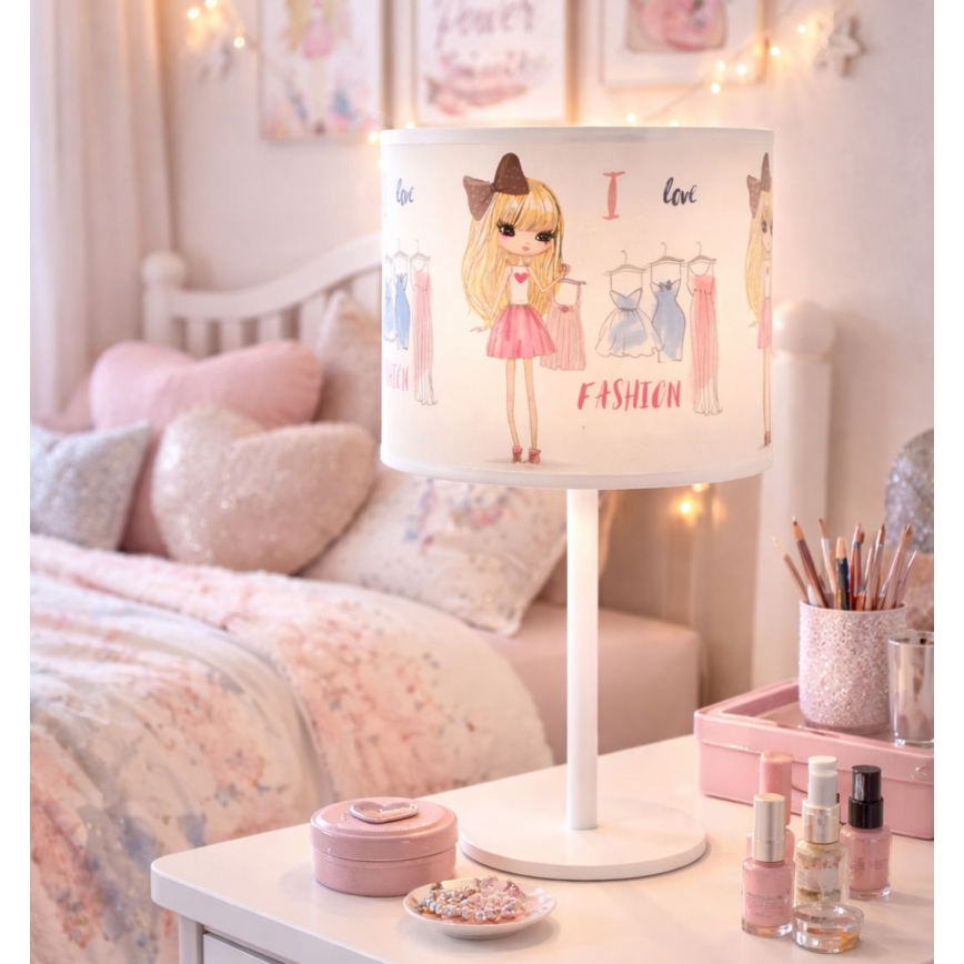 Παιδικό επιτραπέζιο φωτιστικό GIRLS VIBES 1xE27/60W/230V Ø 18 εκ. Αγαπώ τη μόδα