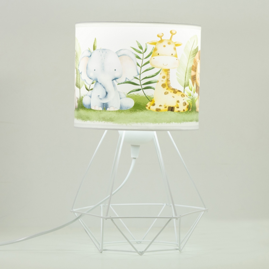 Παιδικό επιτραπέζιο φωτιστικό KIDS ROOM, 1xE27/60W/230V, Ø 18 cm, σε σχέδιο ζούγκλας