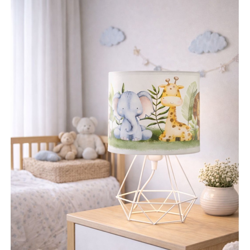 Παιδικό επιτραπέζιο φωτιστικό KIDS ROOM, 1xE27/60W/230V, Ø 18 cm, σε σχέδιο ζούγκλας