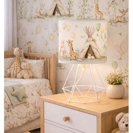 Παιδικό επιτραπέζιο φωτιστικό KIDS ROOM 1xE27/60W/230V Ø 18 cm με ζωάκια