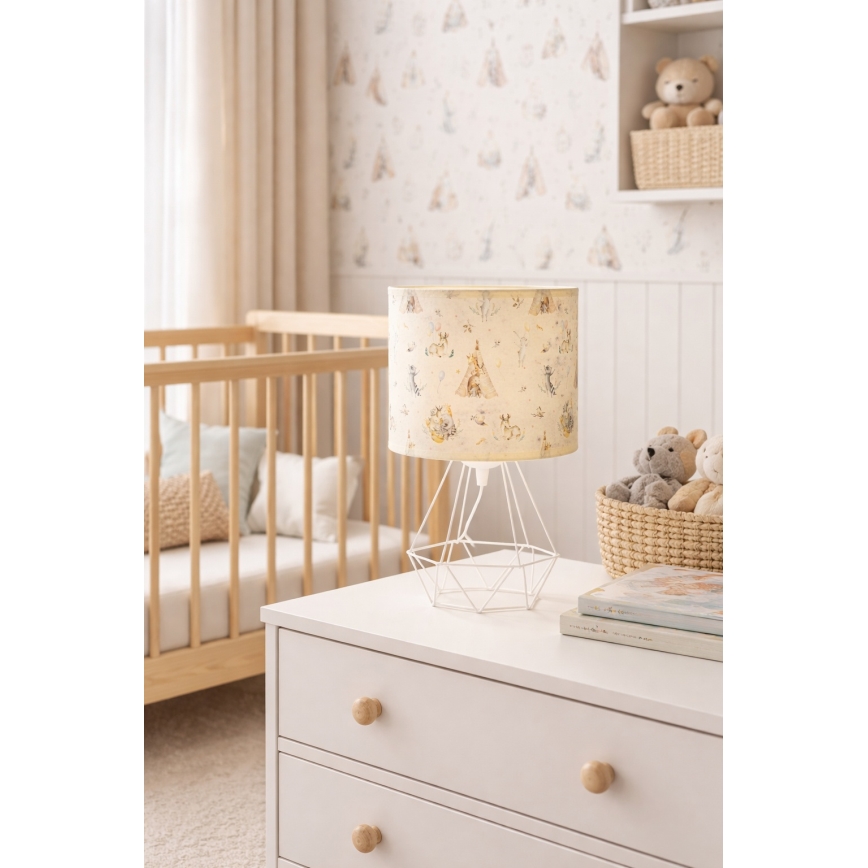 Παιδικό επιτραπέζιο φωτιστικό KIDS ROOM 1xE27/60W/230V Ø 18 εκ. με σχέδια ζώων