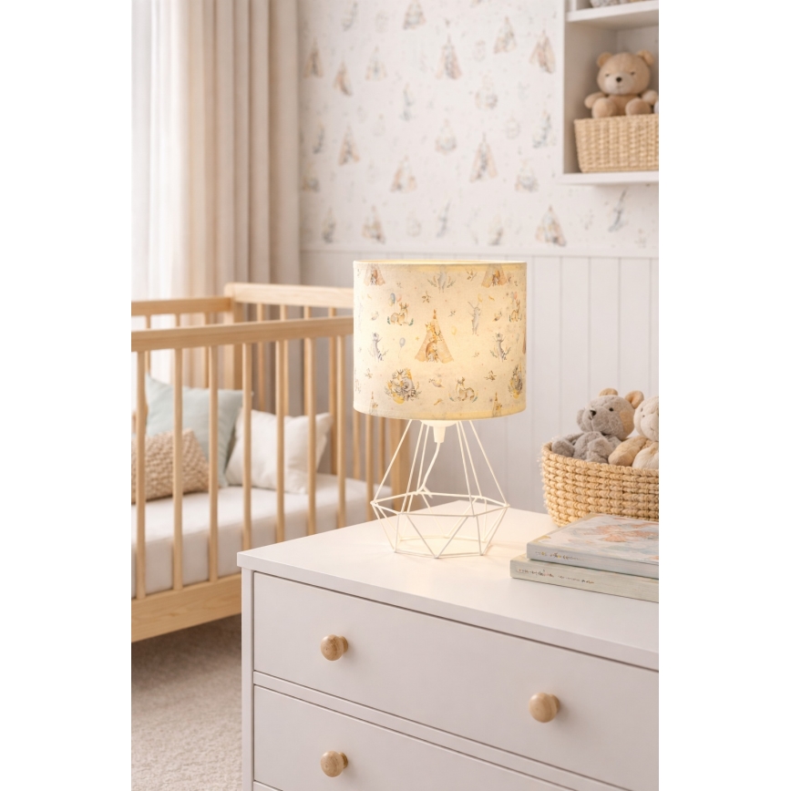 Παιδικό επιτραπέζιο φωτιστικό KIDS ROOM 1xE27/60W/230V Ø 18 εκ. με σχέδια ζώων