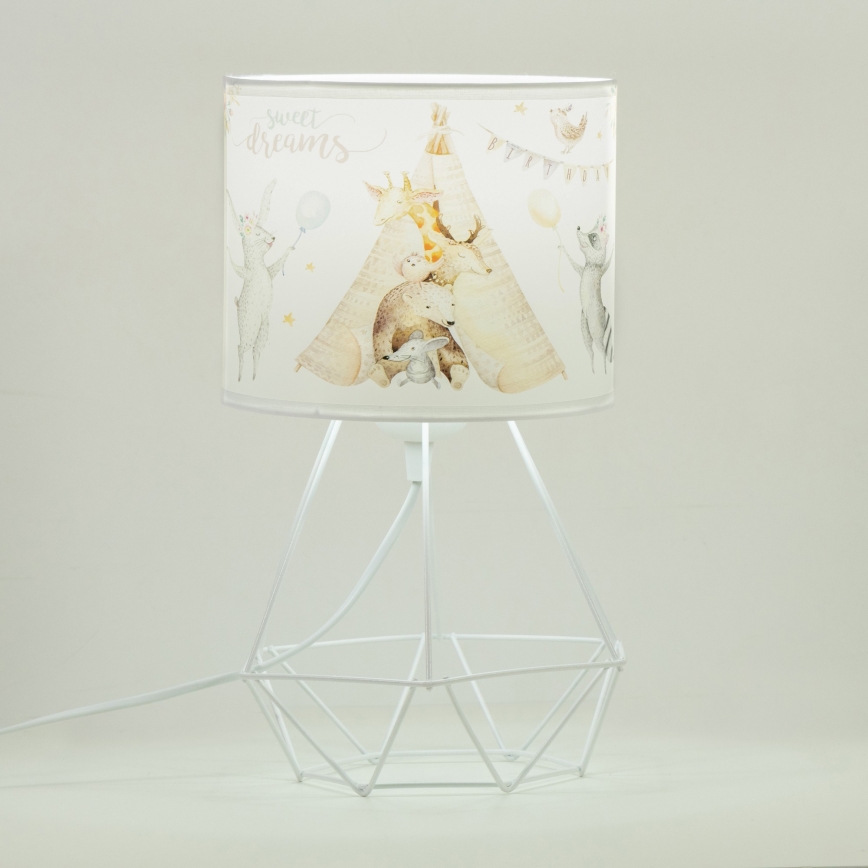 Παιδικό επιτραπέζιο φωτιστικό KIDS ROOM 1xE27/60W/230V, Ø 18 εκ., με σχέδιο ζωάκια