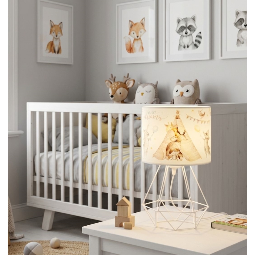 Παιδικό επιτραπέζιο φωτιστικό KIDS ROOM 1xE27/60W/230V, Ø 18 εκ., με σχέδιο ζωάκια