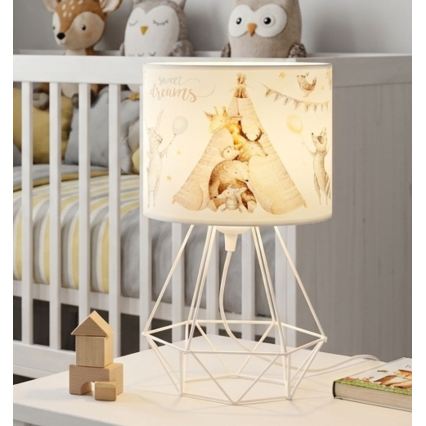 Παιδικό επιτραπέζιο φωτιστικό KIDS ROOM 1xE27/60W/230V, Ø 18 εκ., με σχέδιο ζωάκια