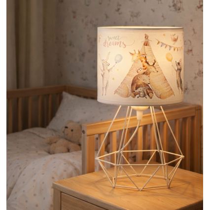 Παιδικό επιτραπέζιο φωτιστικό KIDS ROOM 1xE27/60W/230V, Ø 18 εκ., με σχέδιο ζωάκια