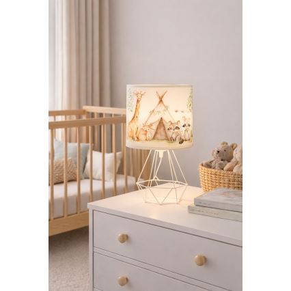 Παιδικό επιτραπέζιο φωτιστικό KIDS ROOM 1xE27/60W/230V, Ø 18 εκ., με ζωάκια